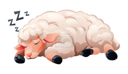 Cartoon lamb sleeping. Vector illustration isolated on white background