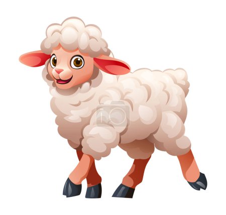 Illustration for Cartoon lamb walking. Vector illustration isolated on white background - Royalty Free Image
