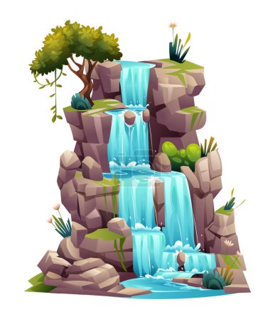 Illustration for Waterfall cartoon vector illustration isolated on white background - Royalty Free Image