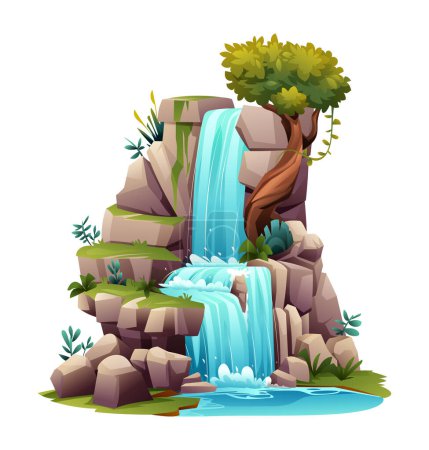 Illustration for Cascade waterfall cartoon vector illustration isolated on white background - Royalty Free Image