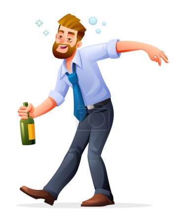 Drunk businessman cartoon character. Vector illustration isolated on white background