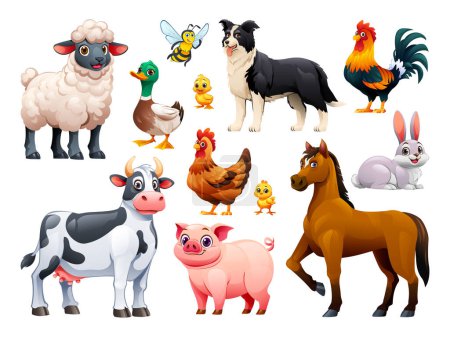 Ilustración de Colección de animales de granja. Dibujos animados vectoriales ilustración - Imagen libre de derechos