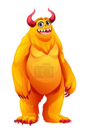Illustration for Cheerful furry monster character. Vector cartoon illustration - Royalty Free Image