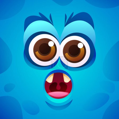 Cartoon fascinated monster character face expression. Vector illustration