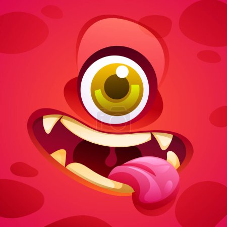 Illustration for Happy monster showing tongue character face expression. Vector cartoon illustration - Royalty Free Image