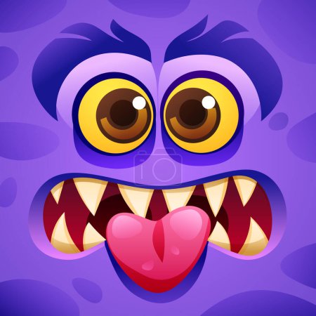 Illustration for Funny monster showing tongue character face expression. Vector cartoon illustration - Royalty Free Image