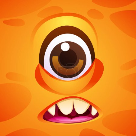Shocked monster cartoon character face expression. Vector illustration