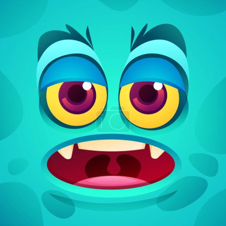 Illustration for Bored monster face expression cartoon character. Vector illustration - Royalty Free Image