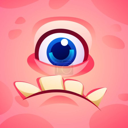 Ilustración de Monstruo con una cara de personaje de dibujos animados ojo expresión. Ilustración vectorial - Imagen libre de derechos