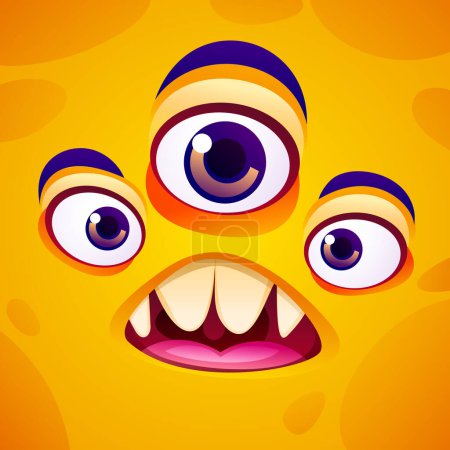 Fascinated monster cartoon face expression. Vector character illustration