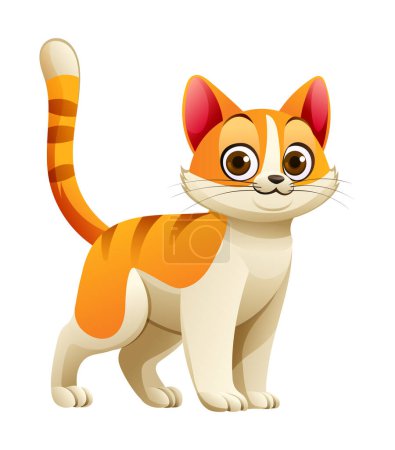 Téléchargez les illustrations : Cute cat cartoon vector illustration isolated on white background - en licence libre de droit