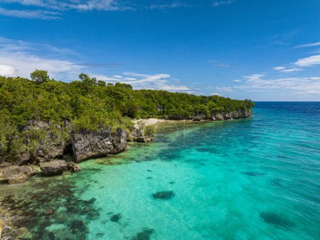 Foto de Paisaje marino: Hermosa playa e isla tropical. Siquijor, Filipinas. - Imagen libre de derechos