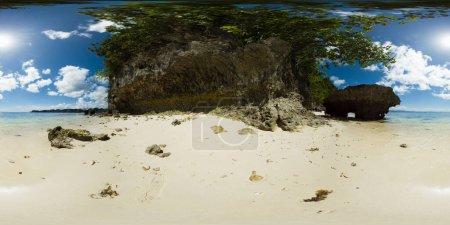 Photo for Sandy beach with inshore waves in Sohoton. Bucas Grande. Surigao del Norte, Philippines. VR 360. - Royalty Free Image