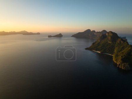 Photo for Dusk time at tropical islands with blue sea in El Nido. Palawan, Philippines. - Royalty Free Image