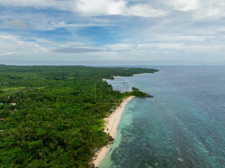 Île de Carabao avec forêt verte et plages de sable blanc sur la côte. San José, Romblon. Philippines.