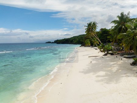 Carabao Island with white sand beaches. Romblon. Philippines. Travel concept.