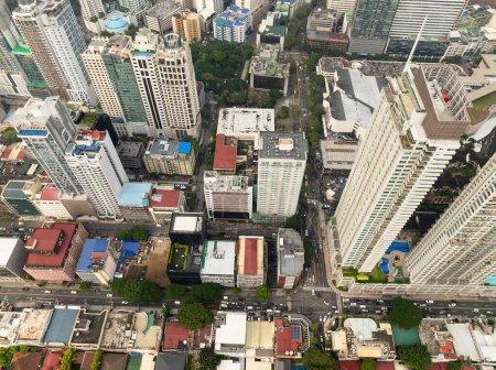 Top view of Condominiums and Business Buildings in Makati. Metro Manila, Philippines.