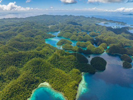 Grupo de islotes con agua turquesa de lagunas. Bucas Grande Island. Surigao del Norte. Mindanao, Filipinas.