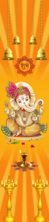 Foto de Señor Ganesh Ilustración de colores con campanas fondo hindú Señor Ganesha sobre fondo decorativo. Dios indio ganesha, Ganpati - Imagen libre de derechos