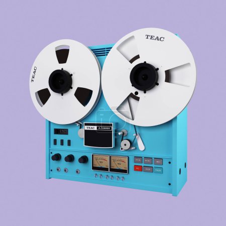 Photo for Vintage Teac reel to reel tape recorder player  from the 1970s. Semi-professional tape recorder for recording and playing music. Hi-Fi audio on magnetic tape. - Royalty Free Image