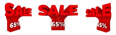 Photo for Red-white sale icon with percentage on a white background. Stopper or banner for marketing - Royalty Free Image