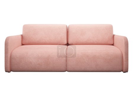 Photo for Stylish modern double light coral sofa. Sofa projection for design, collage, banner. Realistic image - Royalty Free Image