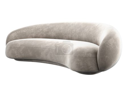 Téléchargez les photos : Canapé semi-circulaire futuriste design moderne élégant en couleur laiteuse. . Projections de canapé pour design, collage, bannière. - en image libre de droit