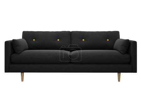 Foto de Elegante sofá moderno gris oscuro. Sobre un fondo blanco. Imagen realista. Representación 3d. - Imagen libre de derechos