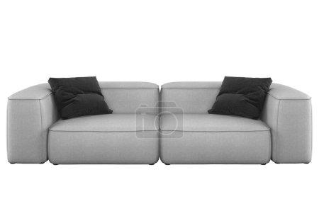 Foto de Moderno sofá grande gris claro con estilo. Sofá con tapicería de tela. Proyecciones de sofá para diseño, collage, banner. Imagen realista. - Imagen libre de derechos
