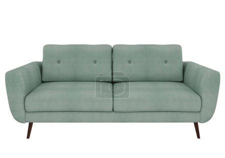 Photo for Realistic pastel green double sofa bed. Sofa projection for design, collage, banner. - Royalty Free Image