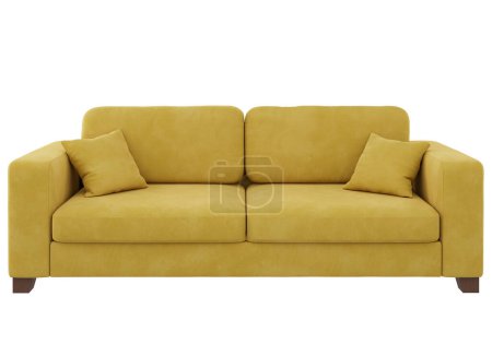 Foto de Sofá contemporáneo de tela amarilla. Proyección de sofá para diseño, collage, banner - Imagen libre de derechos