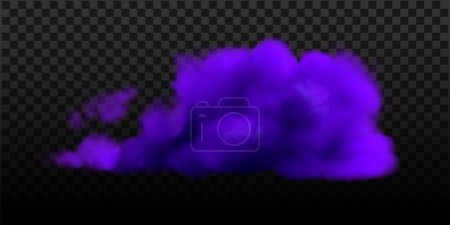 Ilustración de Nube de Halloween púrpura. Vector mágico humo o niebla de fondo aislado. Violeta efecto cielo transparente realista - Imagen libre de derechos
