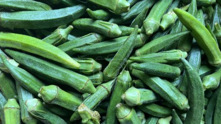 Photo for Fresh Raw Green Lady Finger or Okra - Royalty Free Image