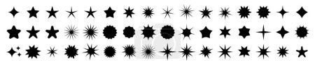 Illustration for Set of Stars icons.Collection of black stars shape symbol.Vector - Royalty Free Image