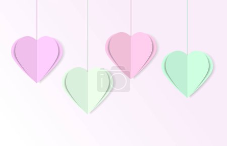 Illustration for Set of paper hearts. valentine day card. vector - Royalty Free Image