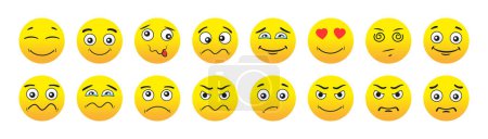 Illustration for Cartoon emoji . Set of emoticon simile icons. - Royalty Free Image