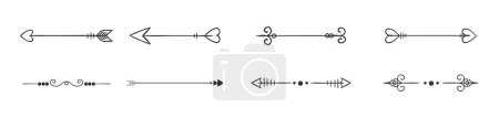 Illustration for Set of Calligraphic line design elements. Decoration elements.Hand drawn line design elements.Vector Illustration - Royalty Free Image