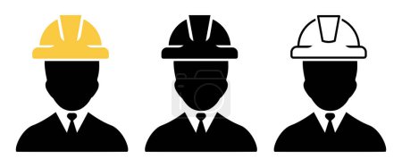 Illustration for Set of Builder icons.Professional Workers Male in Safety Helmets. .Engineer icons set.Construction worker. - Royalty Free Image