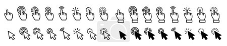 Téléchargez les illustrations : Icônes cliquables de curseur de curseur : curseur de souris de pointeur, main de clic, gestes de pointage - en licence libre de droit