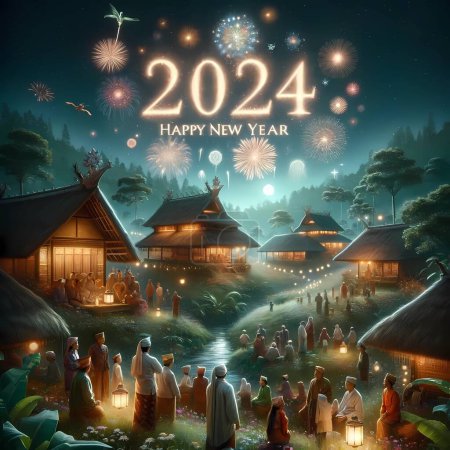 Téléchargez les photos : Célébration paisible du Nouvel An 2024 avec un feu d'artifice. - en image libre de droit