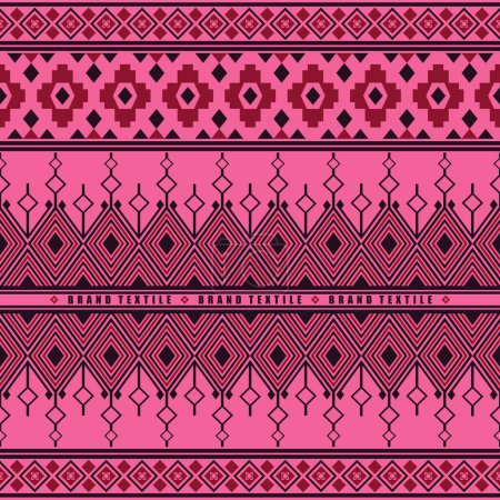 Téléchargez les photos : Motif textile sur fond vectoriel rose Motif de conception ethnique sans couture - en image libre de droit