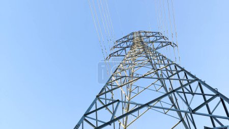 Photo for The structure of the high-voltage power pylon viewed from below - Royalty Free Image