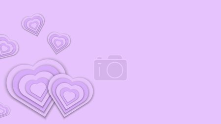 Photo for Purple heart shaped paper cut valentines day background overlapping - Royalty Free Image