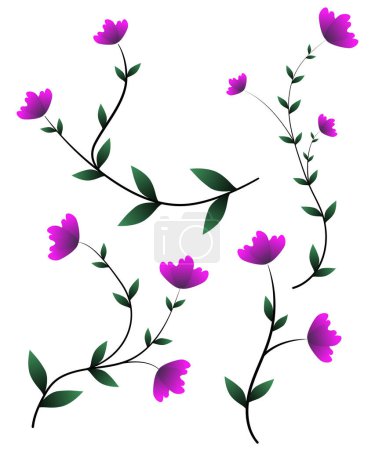 Photo for Flowers with stems and leaves clipart - Royalty Free Image