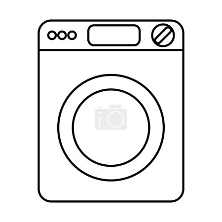 Photo for Washing machine outline illustration on white background doodle - Royalty Free Image