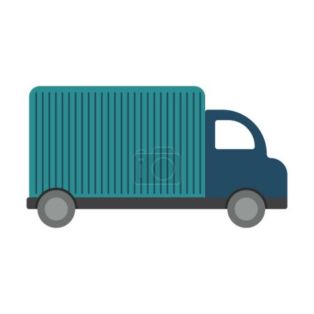 Ilustración de Ilustración de camión plano sobre fondo blanco, refrigerador clip art, - Imagen libre de derechos