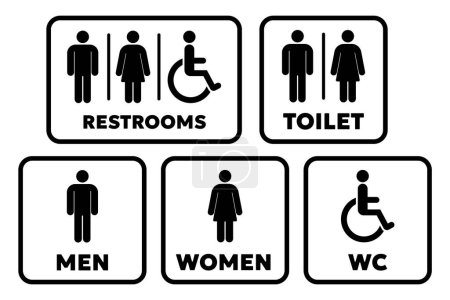 Photo for Public toilet sign vector illustration set Man and woman and wheelchair - Royalty Free Image