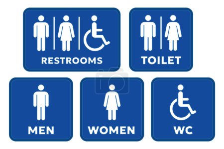 Photo for Public toilet sign vector illustration set Man and woman and wheelchair - Royalty Free Image