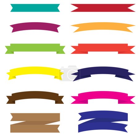 Illustration for Set of colorful and shapes ribbon banners vector illustration - Royalty Free Image