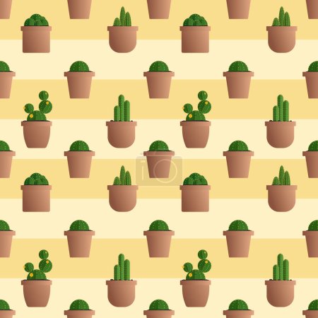 Illustration for Beautiful and cute cactus seamless pattern - Royalty Free Image